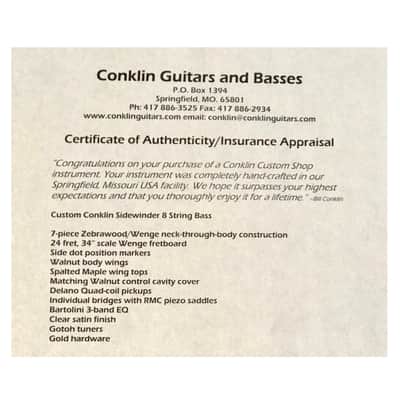 Custom Conklin Sidewinder 8 String Bass image 6
