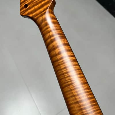AAAAA Music Man Ebony Fretboard Roasted flame Maple Electric Guitar Neck Wheel truss rods Round stainless steel 22 frets hole 10mm image 12