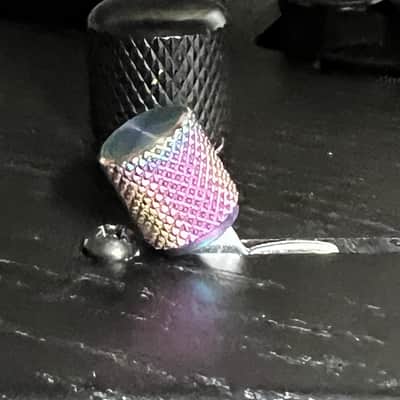 Kinnatone Short Rainbow burnt Stainless Steel knurled 3 or 5 way Blade style Switch Tip For Strat or Tele image 1