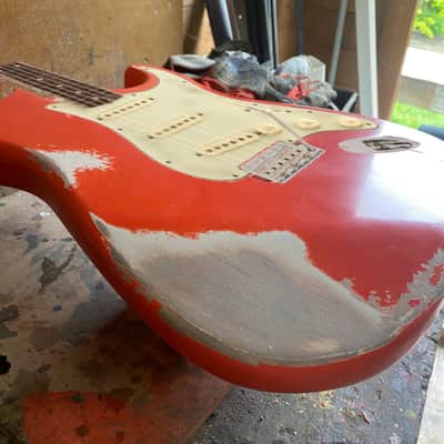 Stratocaster Body, Nitro paint, Fiesta red relic, 100% handcrafted in Italy image 5