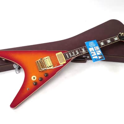 1983 Ibanez Rocket Roll RR550 Flying V - Cherry Sunburst Flamed Maple - Original Case & Hang Tag image 21
