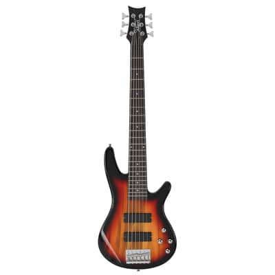 Glarry Full Size GIB 6 String H-H Pickup Electric Bass Guitar Bag Strap Pick Connector Wrench Tool 2020s - Sunset Color image 8