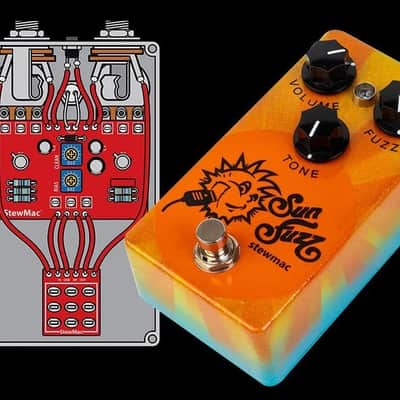 StewMac Sun Fuzz DIY Electric Guitar Pedal Kit, With White Enclosure, Inspired By Analogman Sun Face (12252-W) image 8