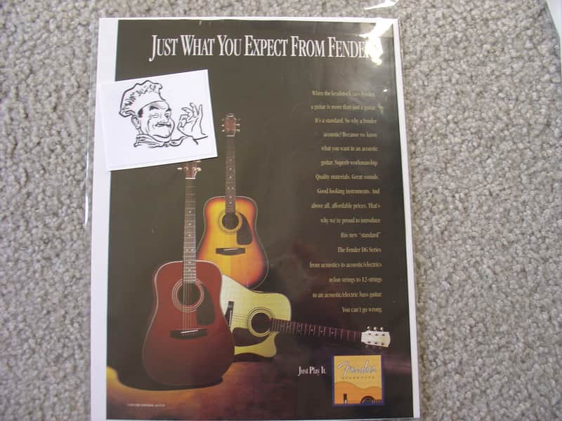 Fender Vintage Advertisement for Fender Acoustic Guitars 1980's image 1