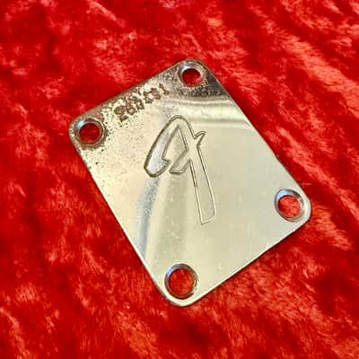 Fender Stratocaster neck plate 1970 - F logo original vintage USA 4 bolt telecaster jazz precision bass chrome image 1