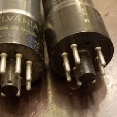 Sylvania etc. Pair (2) 6V6GT/G Beam Power AT1000 TESTED Vacuum Tubes greyglass WWII era 6V6 Audio 1938-1942 image 1