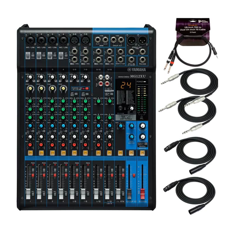 Yamaha MG12XU 12-Input 4-Bus Mixer Bundle with Cables image 1