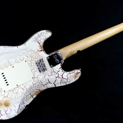 Custom Crackle Painted and Upgraded Fender Squier Strat With Graphics and Matching Headstock image 20