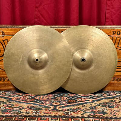 13" Zildjian A 1940s-50s Trans Stamp THIN Hi-Hat Cymbal Pair 466g/472g image 1