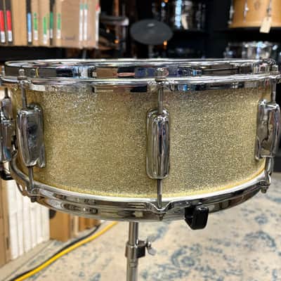 Slingerland 5.5x14" Artist Solid Maple Snare Drum 1960s - Gold Sparkle image 6