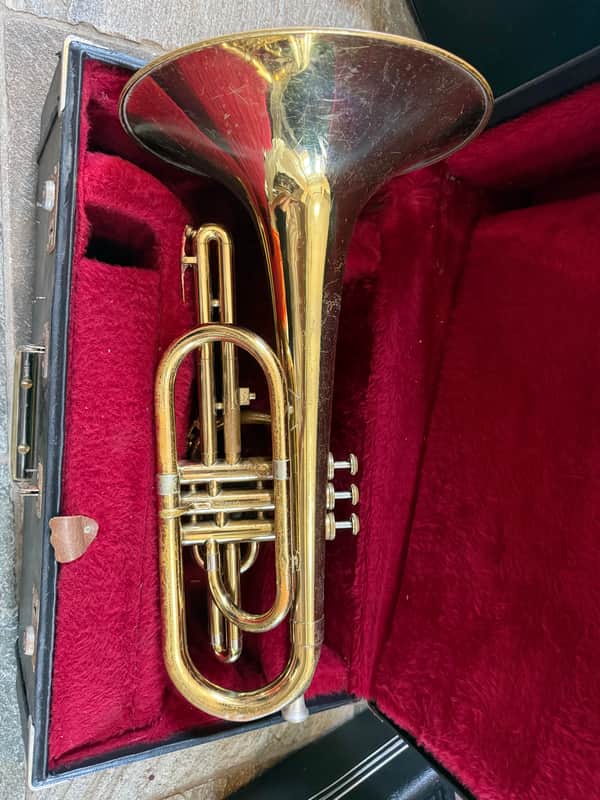 Olds and Sons brand Mellophone, with case and mouthpiece, Made in USA image 1