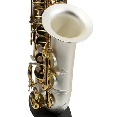 Antigua Winds Model AS4248SQ 'Powerbell' Alto Saxophone - Satin Silver/Gold Keys image 8