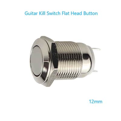 Guitar Kill Switch/Cutoff 12mm Chrome Momentary Flat Head Push Button. Complete Full Parts Kit image 1