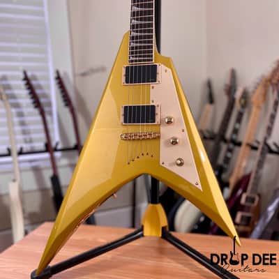 ESP LTD Kirk Hammett Signature KH-V Electric Guitar w/ Case - Metallic Gold image 4