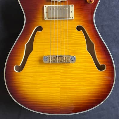 DYNAMIC METROPOLITAIN JAZZ II - Fully Hollow ES Thinline Vintage Sunburst Flametop Guitar by PT Berger image 3