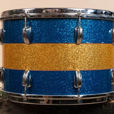 1970s Slingerland 12x15 Blue and Gold Tri Band Tom image 6