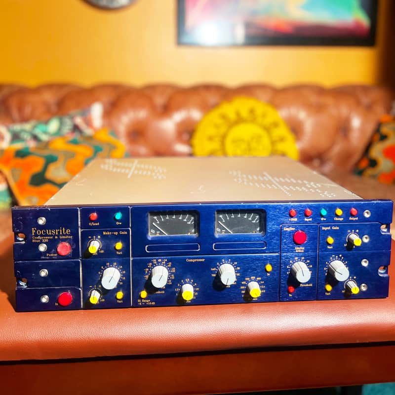 1990s Focusrite Blue 330 Stereo Mastering Compressor Limiter Blue