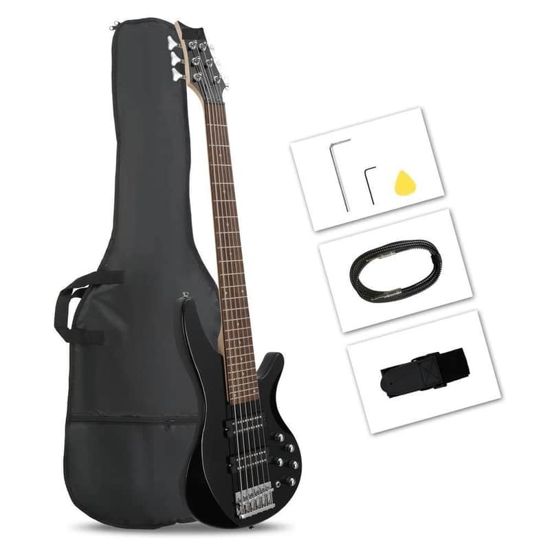 44" Right Handed Electric Bass Guitar Basswood Fingerboard Black image 1