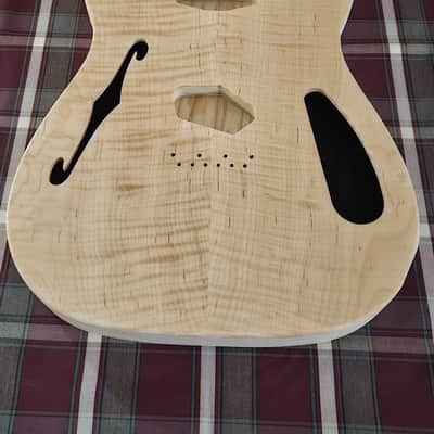 Woodtech Routing - Swamp Ash/Flame Maple Telecaster Thinline Body - Unfinished image 2