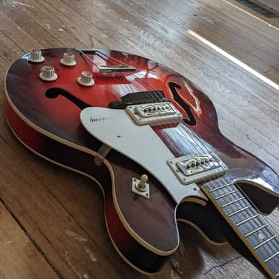 Harmony Rocket Vintage 1969 Red 335 Style Double Cutaway image 5