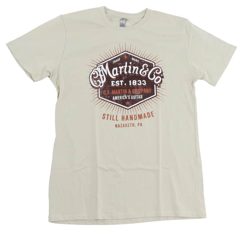 Martin Guitars "Still Handmade" Logo Tee Shirt, Putty Color, Small image 1