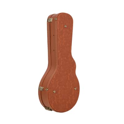 Crossrock Relief Series Wooden Case for F-Style Mandolin with Strong Textured Finish, Mink Faux Fur, Stainless Steel Clasps - Redwood image 3