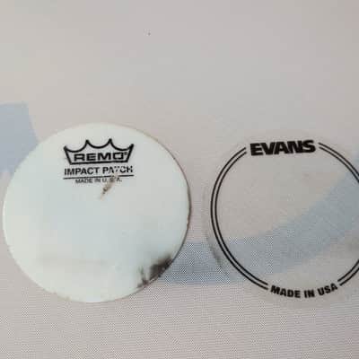 Remo Silentstroke Floor Tom or Bass Drum Head 16" with Evans and Remo Impact Patches 2010s - White image 2