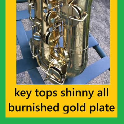 MAKE OFFER DUBBED "PAN AND PERKS" LYON AND HEALY TENOR SAXOPHONE ULTRA RARE BURNISHED GOLD PLATED ARTIST MULTI PORTRAITS TOP FINISH #6 SPECIAL ORDERED ORIGINAL MPC image 21