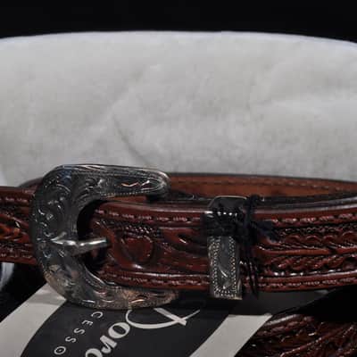 El Dorado Vintage Model Hand-Tooled Leather Guitar Strap - Brown - Size XXL image 2