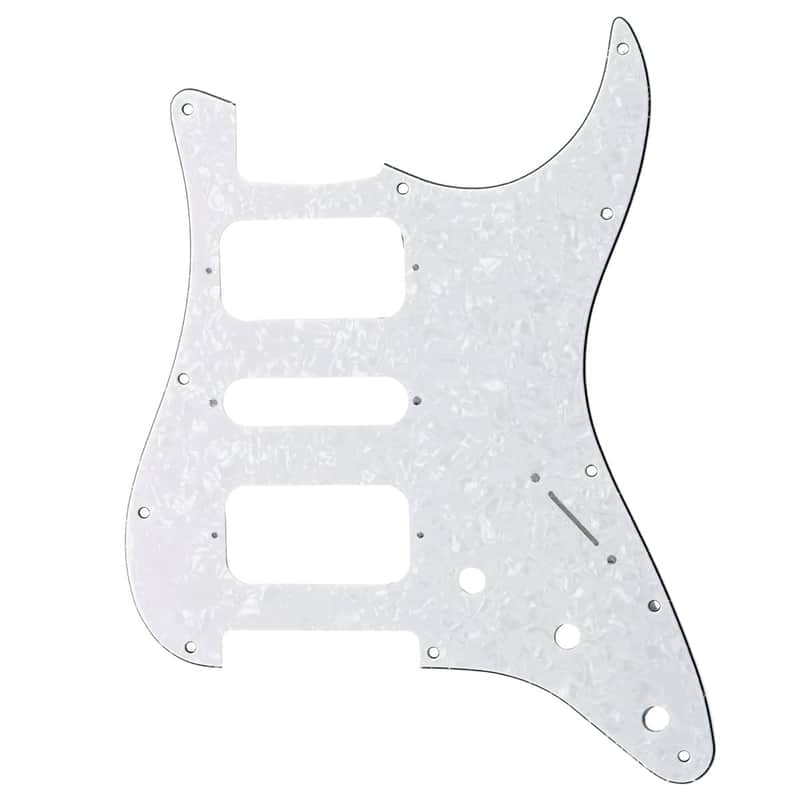 11 Holes Round Corner HSH Strat Pickguard for American/Mexican Fender Standard Stratocaster Electric Guitar, 4Ply White Pearl image 1