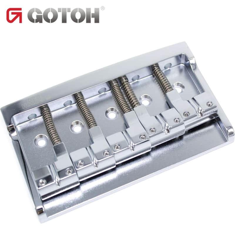 NEW Gotoh S510B-5 5-String Bass Bridge Steel Base Plate, Brass Saddles - CHROME image 1