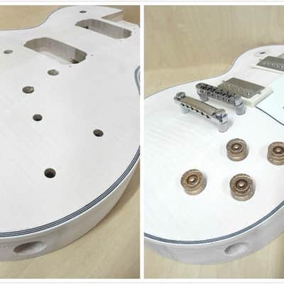 E238DIYPBDIY Solid Body Electric Guitar DIY Kit, No-Soldering, Flame Maple Veneer image 9
