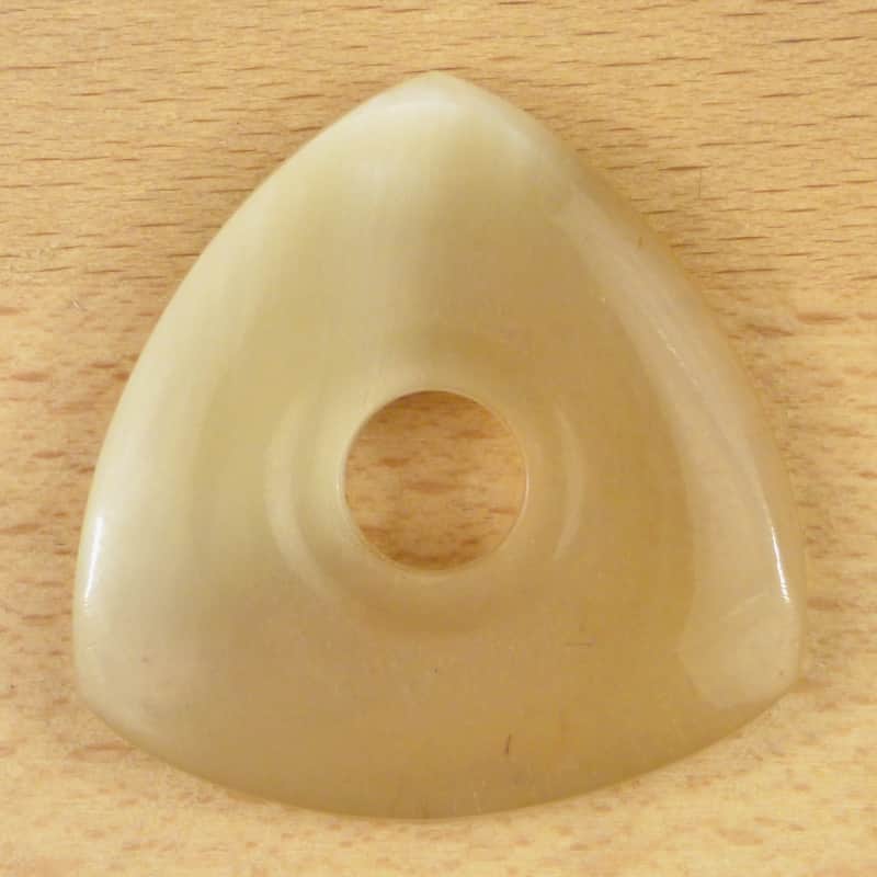 White Buffalo Horn Guitar Or Bass Pick - 4.0 mm Ultra Heavy Gauge - 346 Contoured Triangle With Grip Hole Shape - Polished Finish Handmade Specialty Exotic Plectrum - 6 Pack image 1