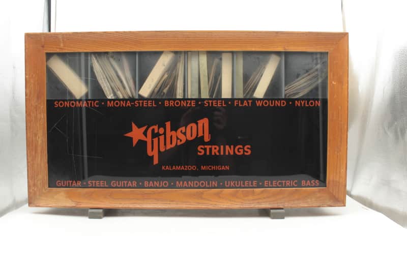 1950's Gibson String Counter Display Case - Reverse Painted Glass- w/ Strings! image 1