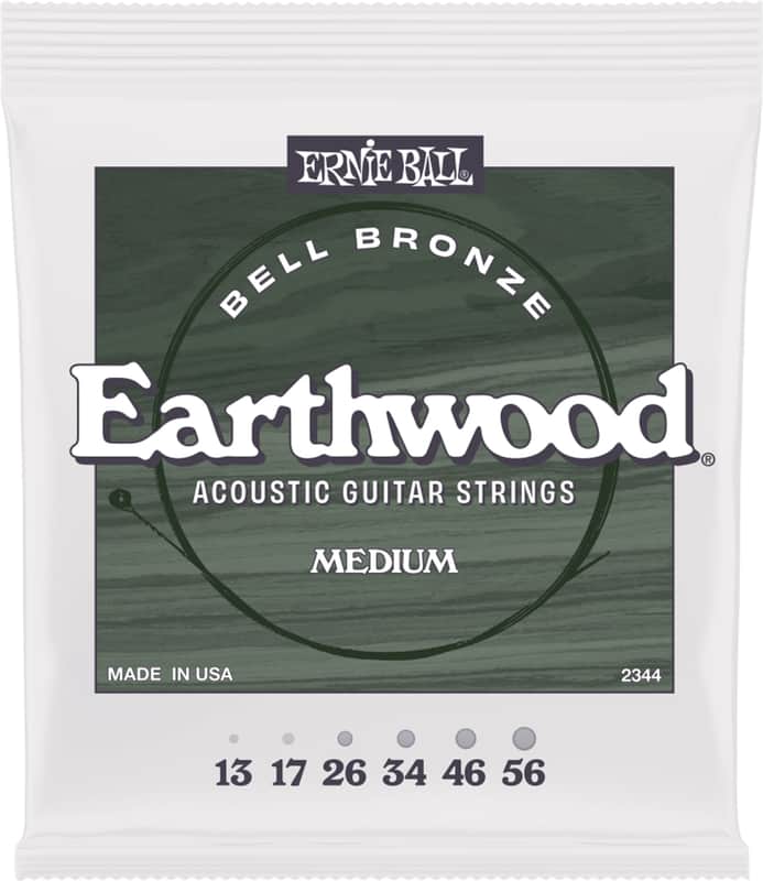 Ernie Ball 2344 Earthwood Medium Bell Bronze Acoustic Guitar Strings, 13-56 image 1