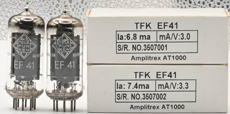 2x1940's Telefunken EF41 Top Ring Getter Made in Germany Amplitrex Tested Tube image 1