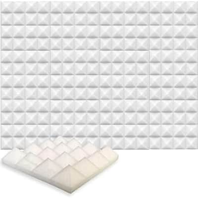 24 Pieces of 25 X 25 X 5 cm Pyramid Pearl White Acoustic Home Studio Soundproof Treatment Accessories Foam Wall Panel image 1