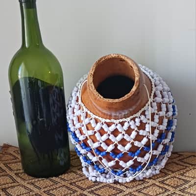 West Africa-style netted gourd rattle (sekere): medium image 3