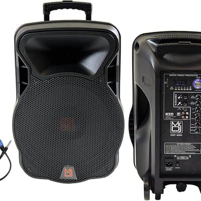 2 15" 4000W Bluetooth DSP FM Radio USB Portable PA DJ Speaker & Stands Pair image 3