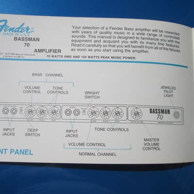 REAL ORIGINAL '78 FENDER BASSMAN 70 HEAD Tube Guitar Amp OWNERS MANUAL ! Nice! image 5