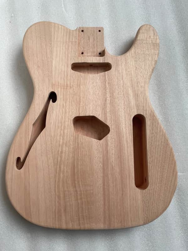 Unfinished Mahogany Guitar Tele Style Body with F Hole image 1