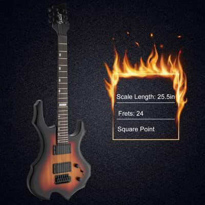Glarry 36inch Burning Fire Style Electric Guitar HH Pickup / Sunset + Amplifier image 8