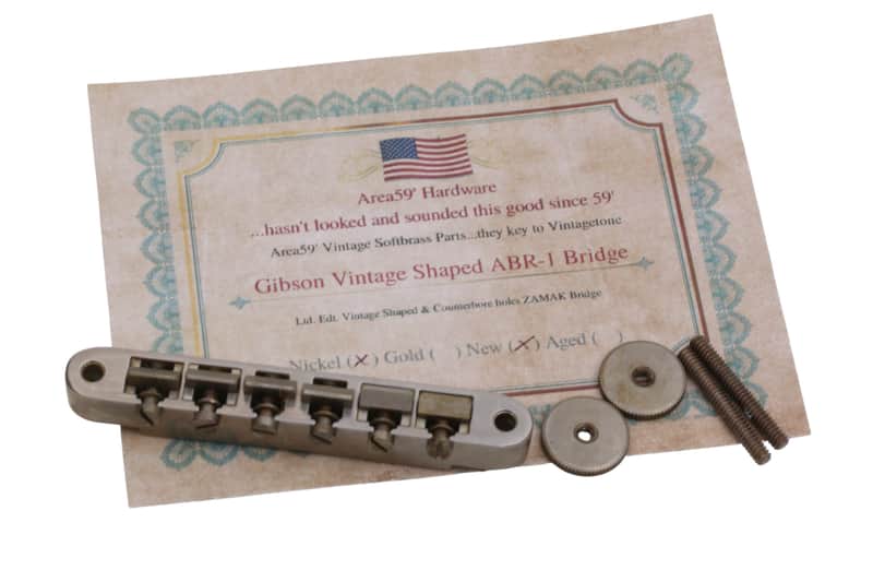 Gibson® Aged Nickel Vintage Shaped Nonwire ABR-1 / Area59' Softbrass Kit image 1