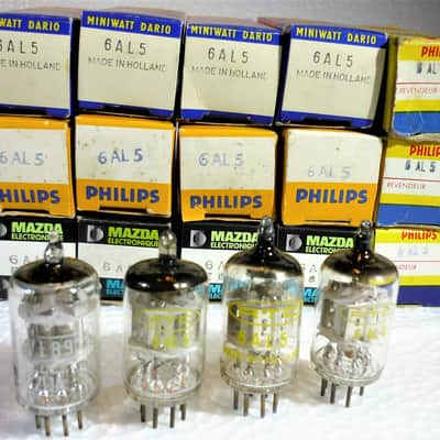 2 x Vintage 6AL5 / EB91 tube Philips, Mazda, miniwatt Dario, NOS, NIB, TESTED image 1