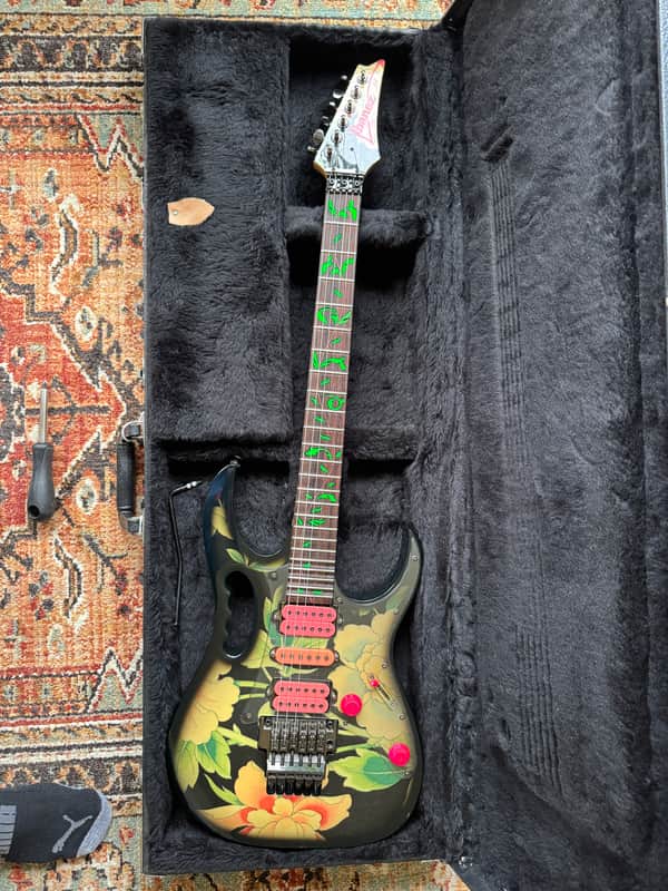 Ibanez JEM77-FP Steve Vai Signature Black Floral Pattern | Reverb