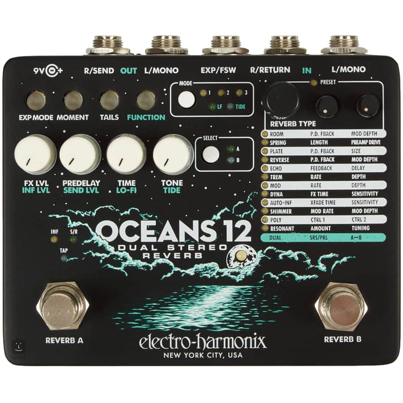 Electro Harmonix Oceans 12 Duel Stereo Reverb Pedal image 1