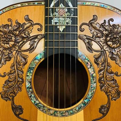 Blueberry  Handmade Acoustic Guitar Grand Concert Built to Order with Paua Shell Arm Rest and Rib Rest image 3