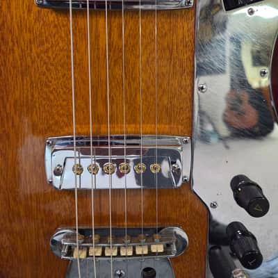 Vintage RARE 1964 Palmer by Kawai Japan Solid Body Twin Gold Foil Guitar Mirror'd Pickguard New Strings Pro Setup Original Soft Shell Case image 4