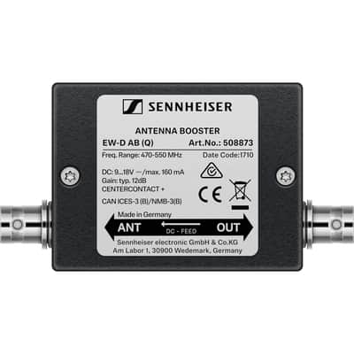 Sennheiser EW-D AB Inline Antenna Booster, Band Q (470-550 MHz) image 1
