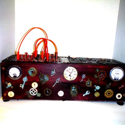 Synth Portal Steampunk Modular Powered Synthesizer-no modules 2025 - Wood/black & bronze image 5